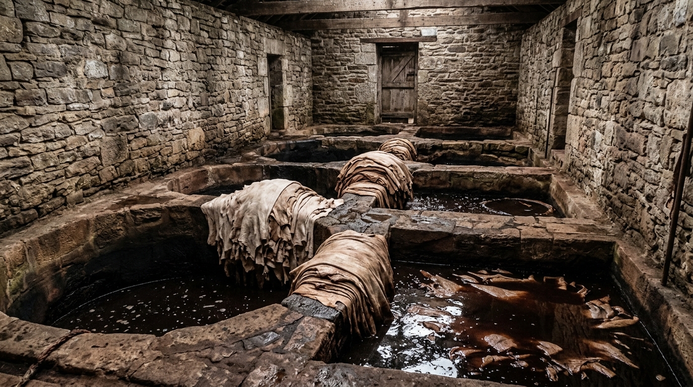 Leather tannery hide processing for material selection