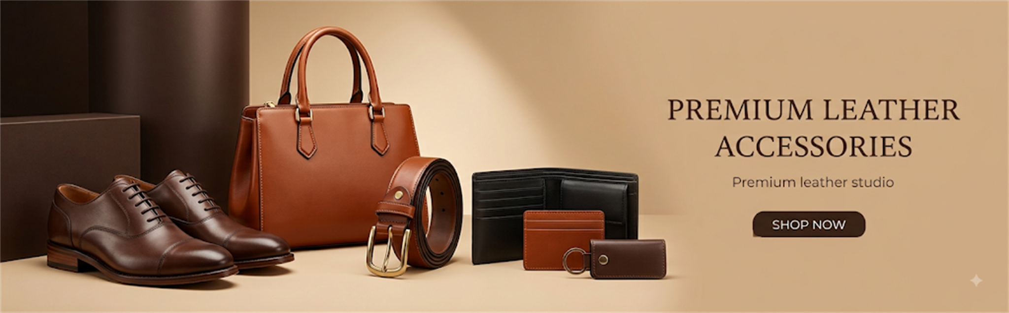 Premium leather accessories — bags, belts, wallets and shoes