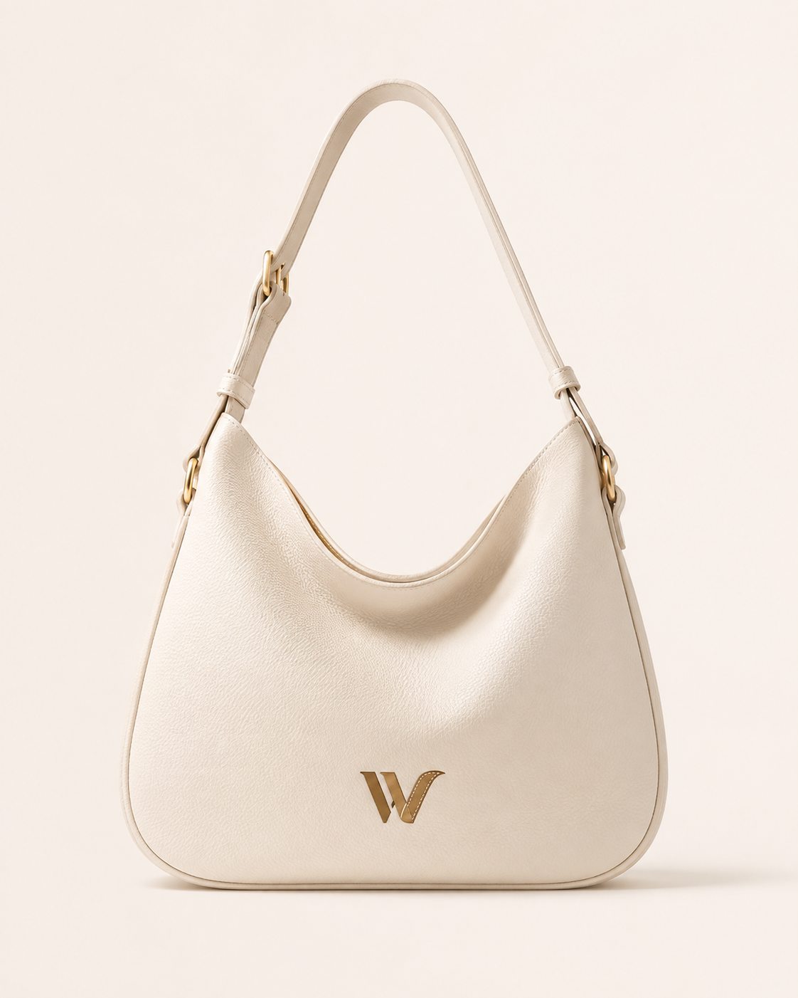 Cream Hobo Leather Shoulder Bag