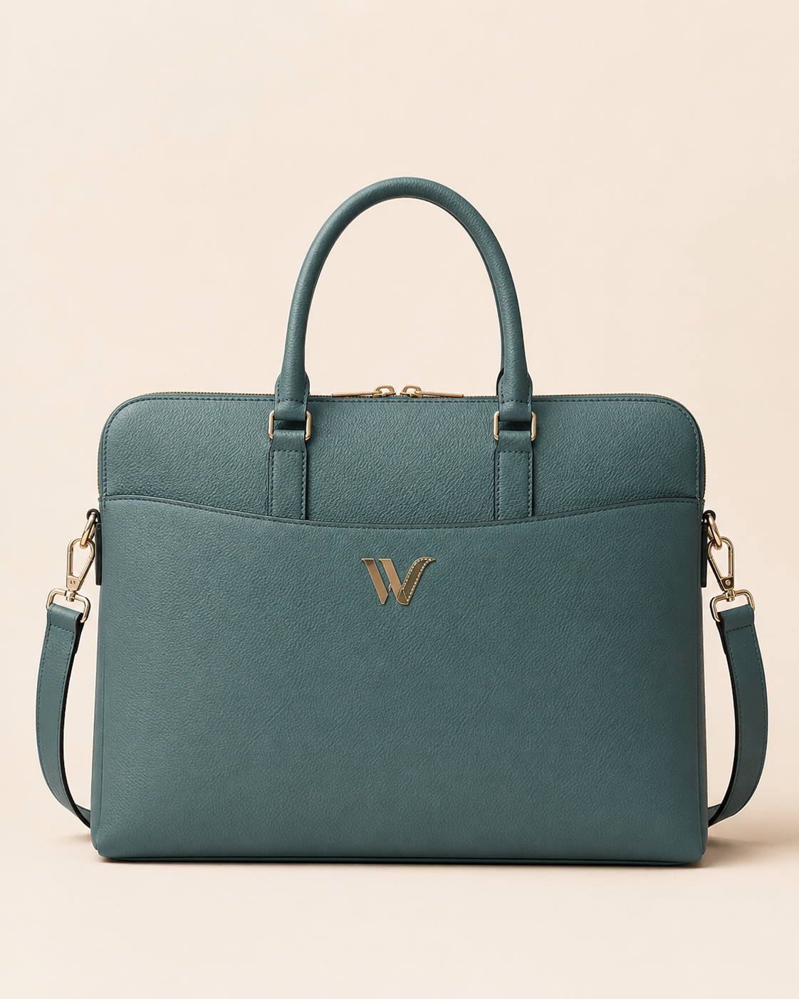 Gold Emblem Leather Handbag