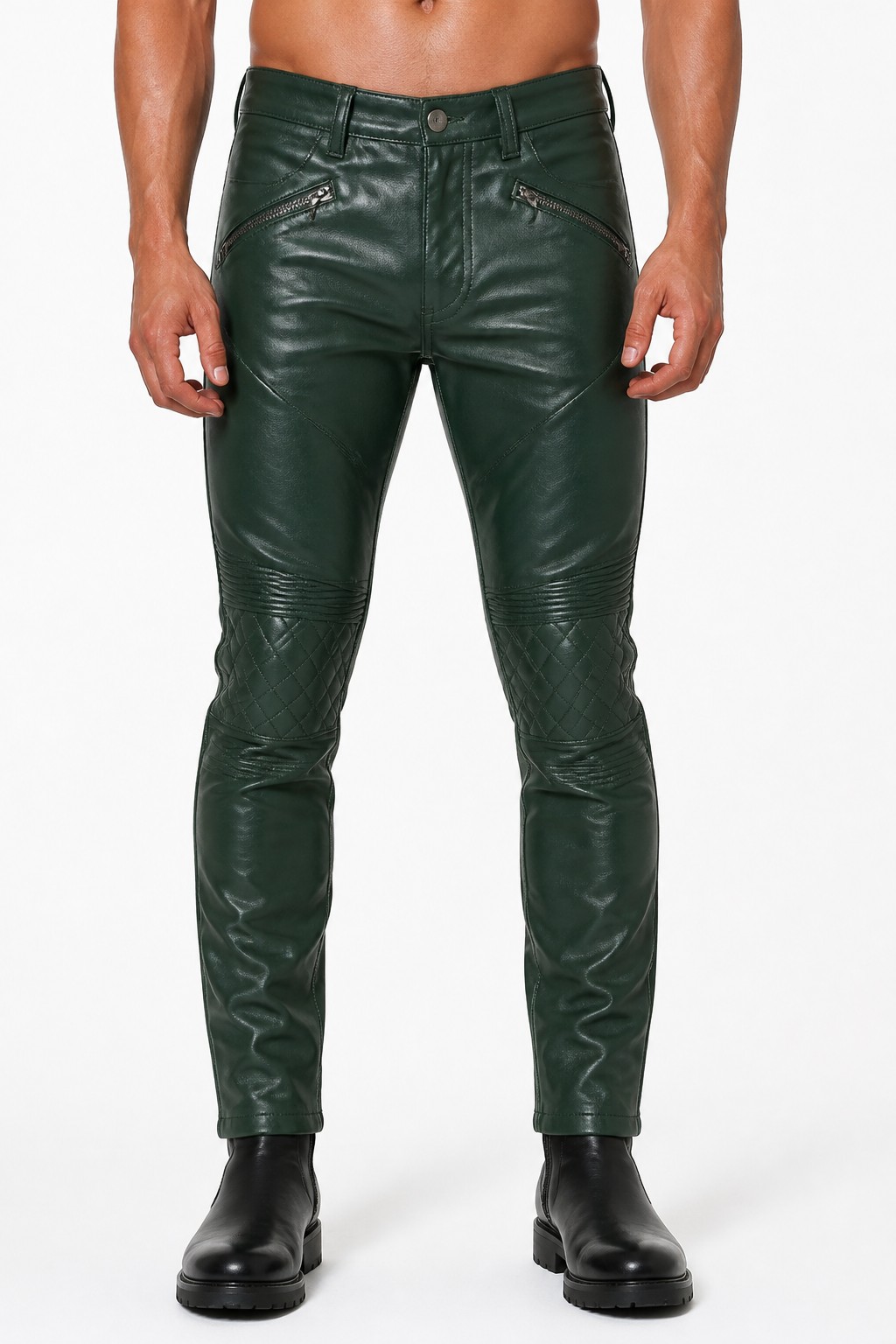 Biker Quilted Leather Pants 03
