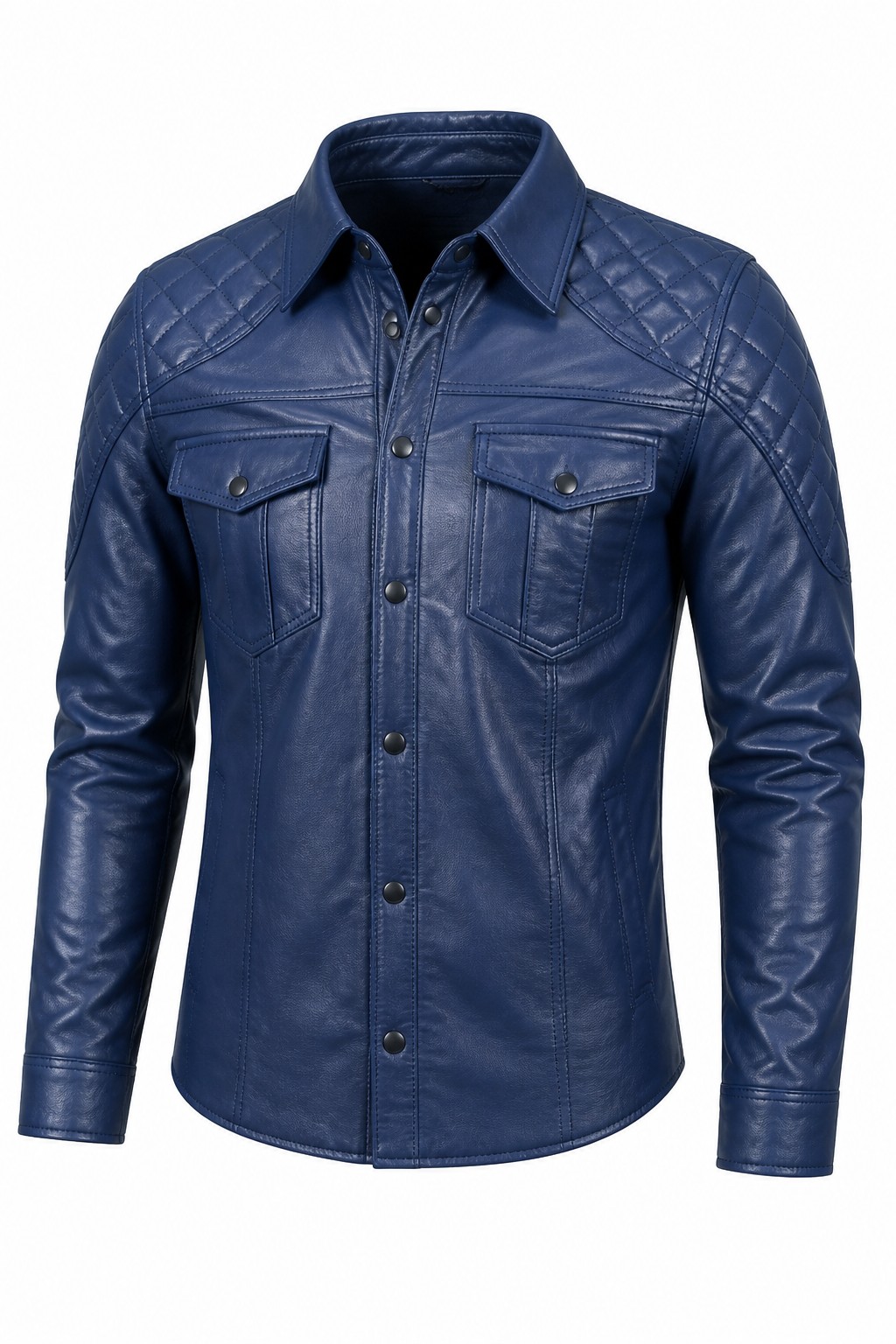 Biker Quilted Leather Shirts 01