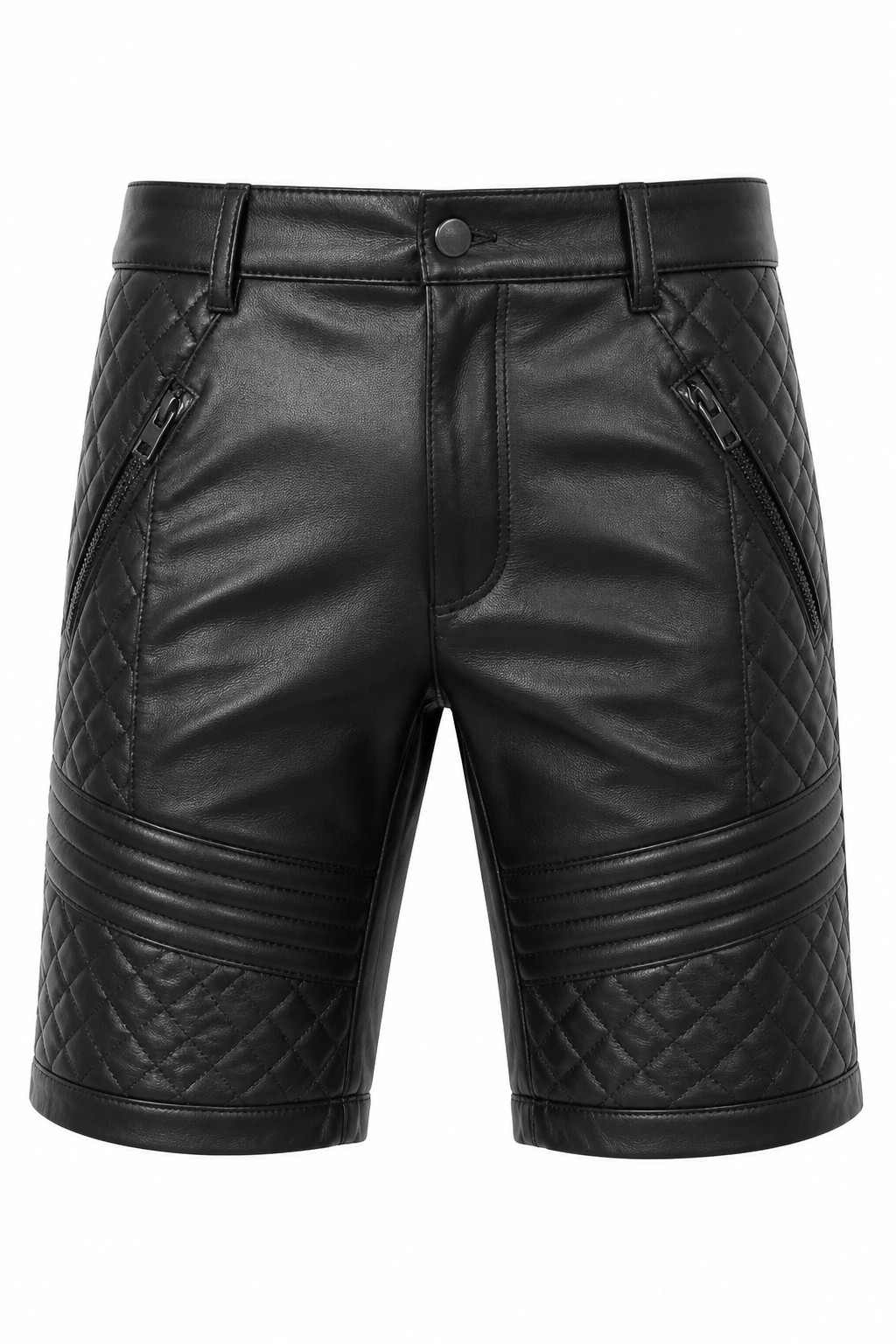 Biker Quilted Leather Shorts 01