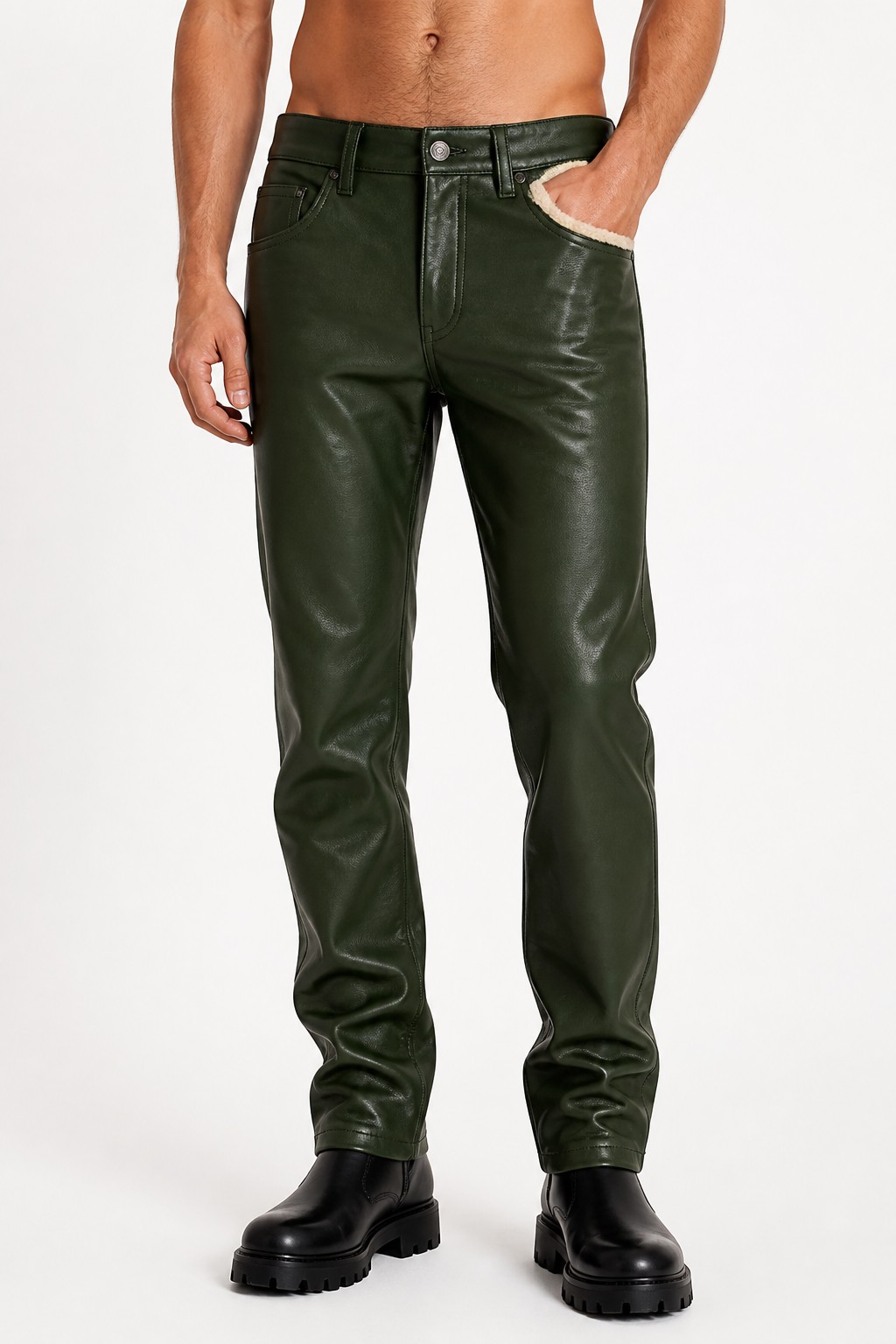 Fur Lined Leather Pants 03