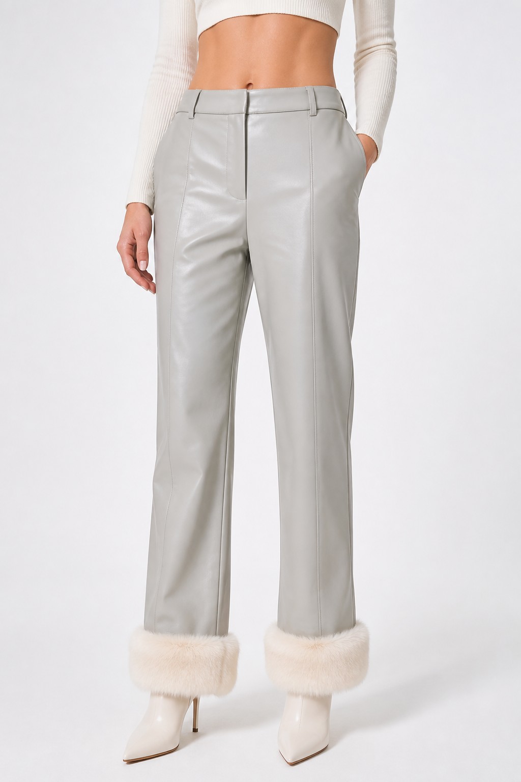 Fur Lined Leather Pants 04