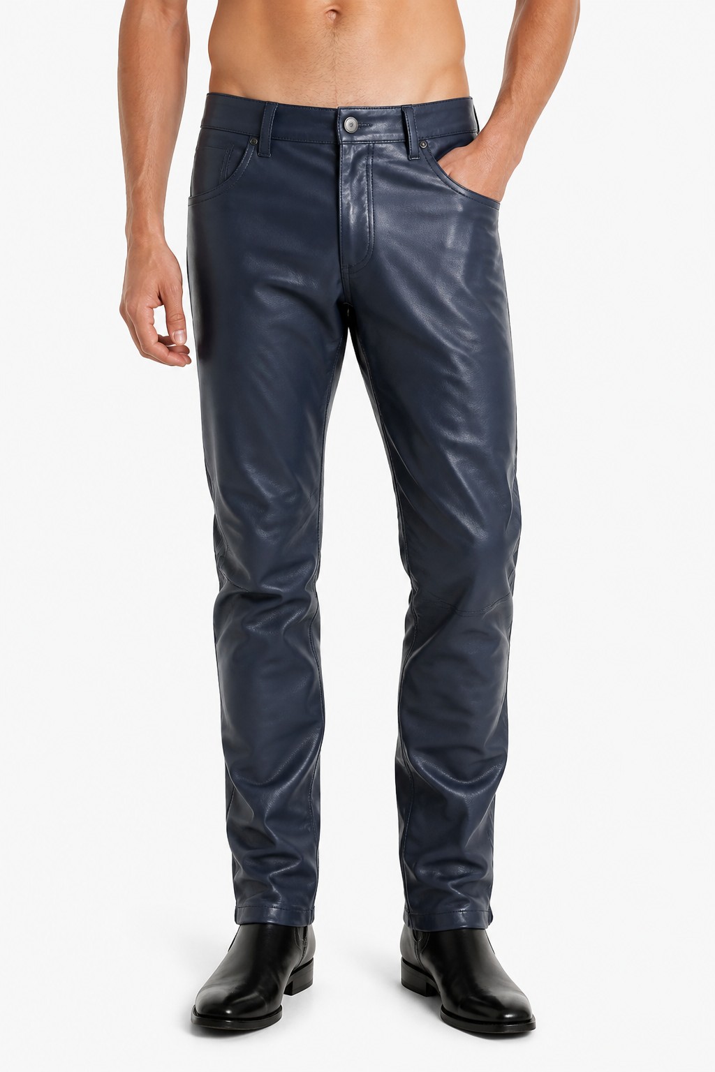 Shirt Style Leather Pants 03