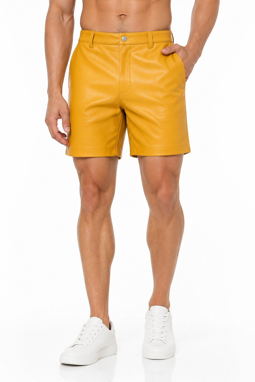 Shirt Style Leather Shorts 03
