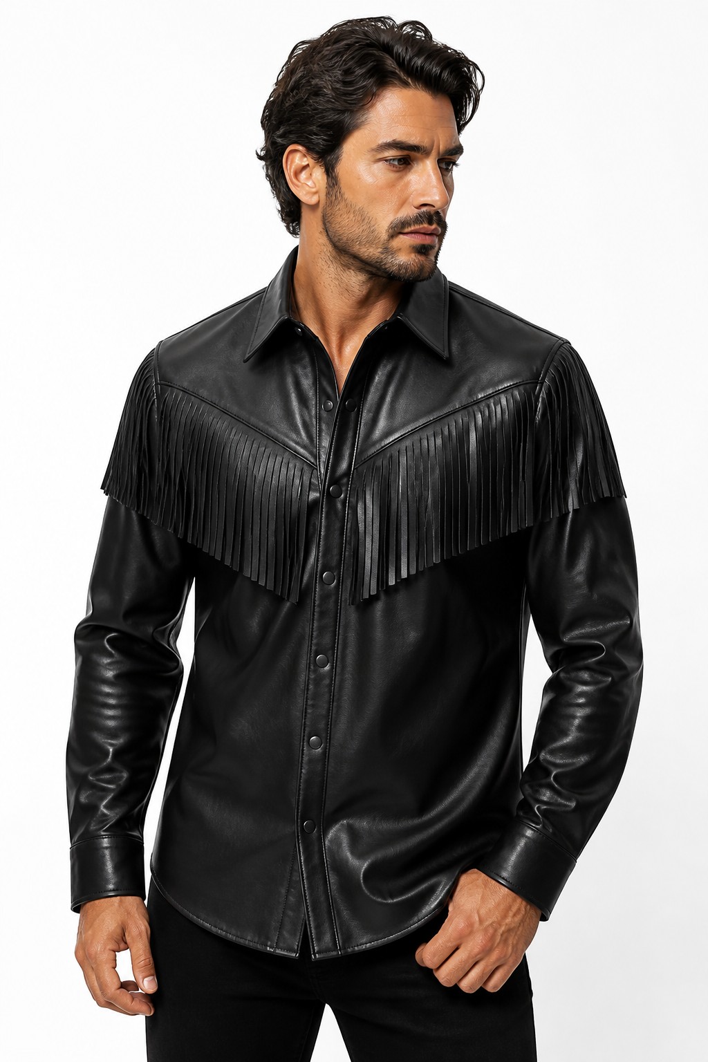 Western Fringe Leather Shirts 01